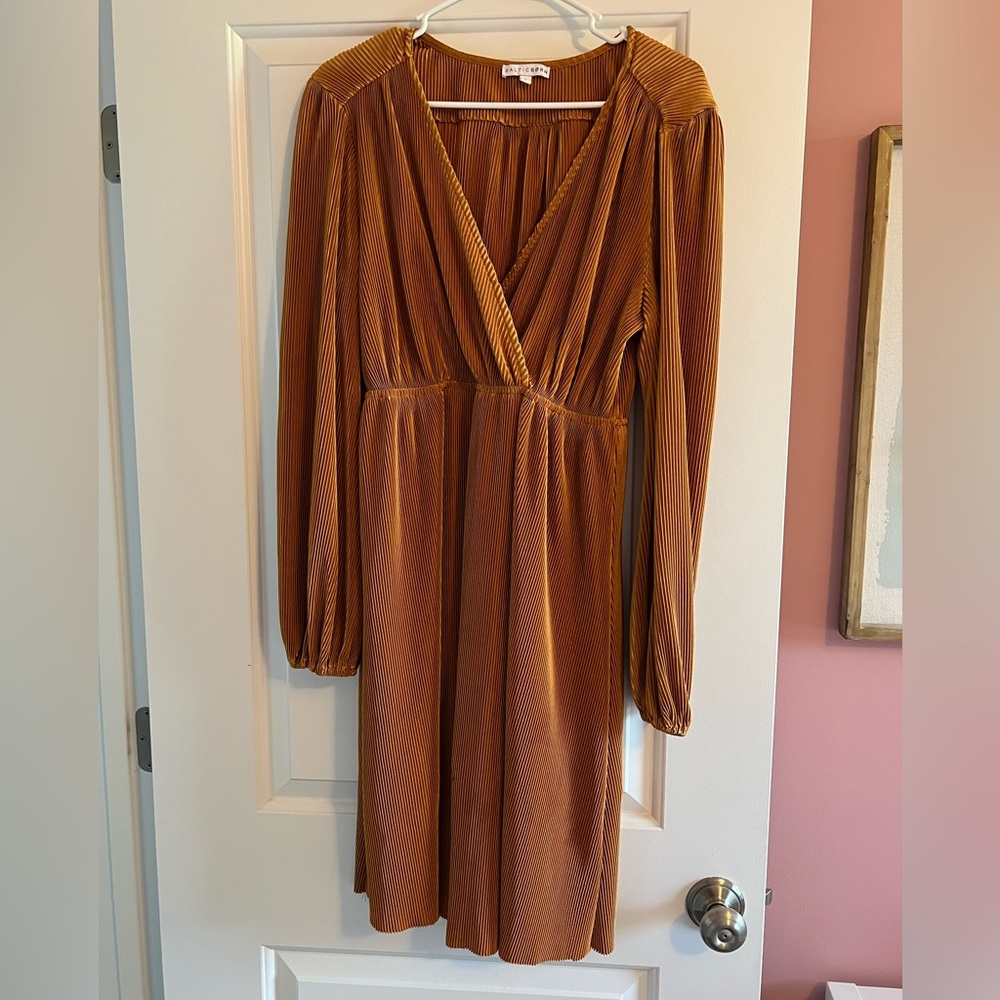 Baltic Born Brown V-Neck Bishop Sleeve Sundress